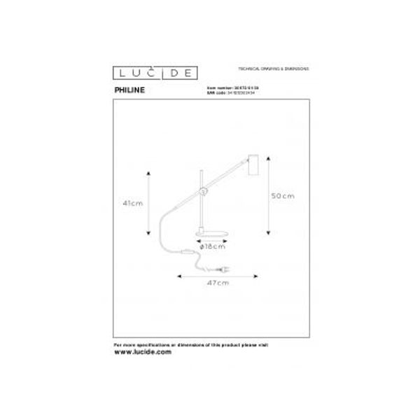 Lucide PHILINE - Bureaulamp - 1xGU10 - Zwart