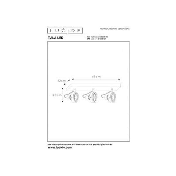 Lucide TALA LED - Plafondspot - LED Dim to warm - GU10 - 3x12W 2200K/3000K - Zwart