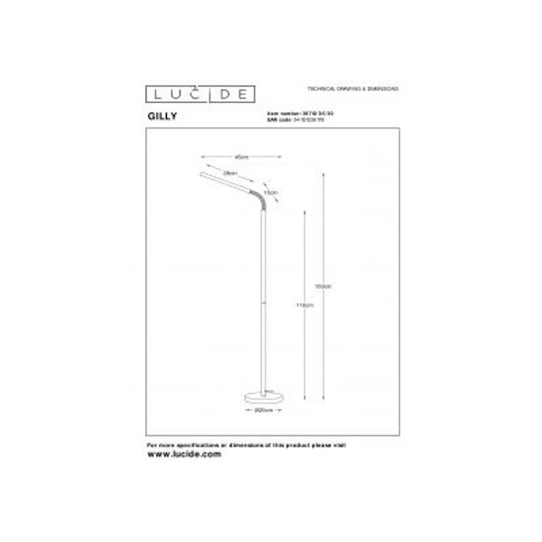 Lucide GILLY - Leeslamp - LED - 1x5W 2700K - Zwart