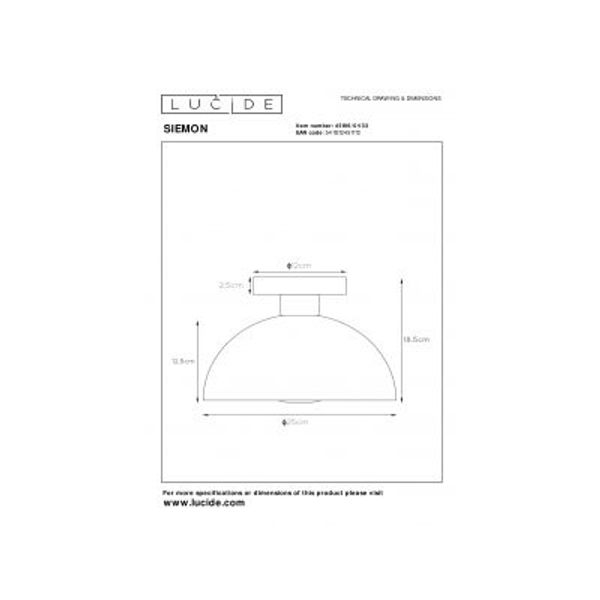 Lucide SIEMON - Plafonnière - Ø 25 cm - 1xE27 - Groen