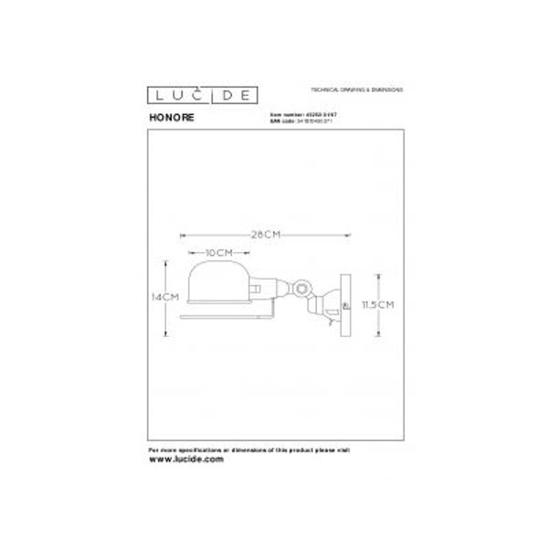 Lucide HONORE - Wandlamp - 1xE14 - Roest bruin