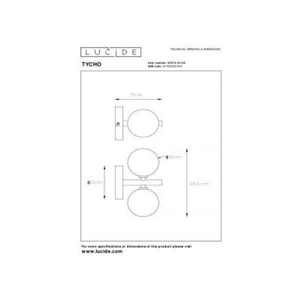 Lucide TYCHO - Wandlamp - 2xG9 - Zwart