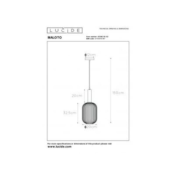 Lucide MALOTO - Hanglamp - Ø 20 cm - 1xE27 - Amber