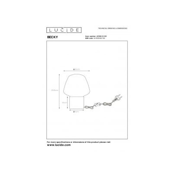 Lucide BECKY - Tafellamp - Ø 20 cm - 1xE27 - Fumé