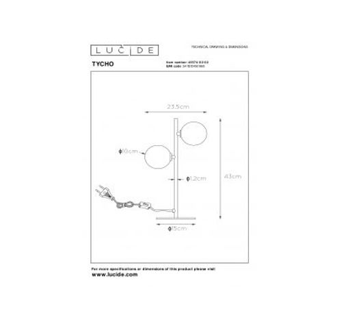 TYCHO - Tafellamp - 2xG9 - Mat Goud / Messing  Lucide