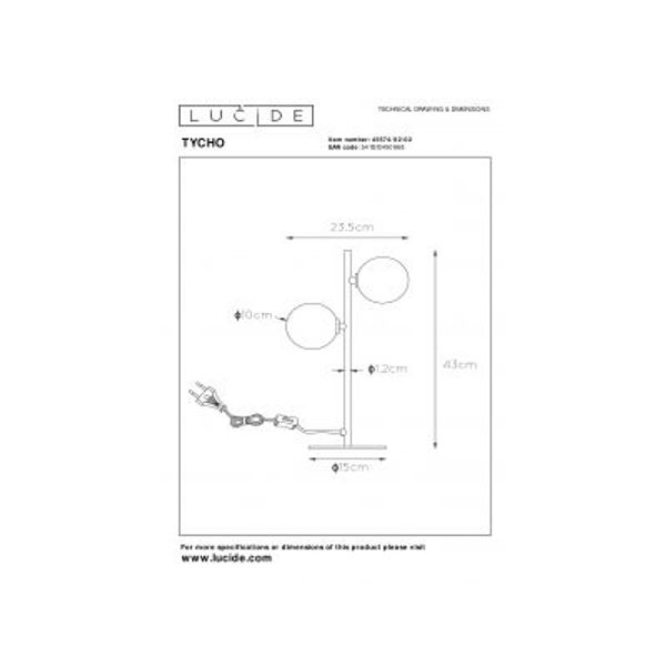 Lucide TYCHO - Tafellamp - 2xG9 - Mat Goud / Messing