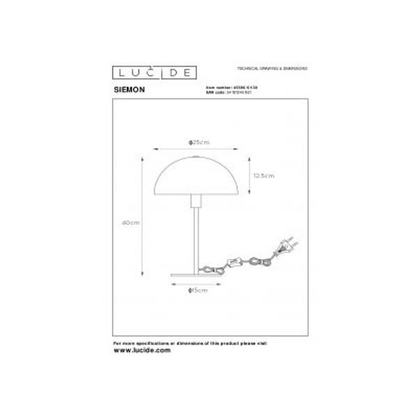 Lucide SIEMON - Tafellamp - Ø 25 cm - 1xE14 - Zwart