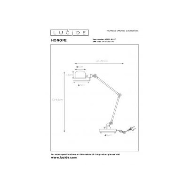 Lucide HONORE - Bureaulamp - 1xE14 - Roest bruin