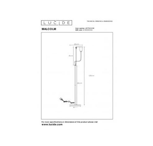 MALCOLM - Vloerlamp - 1xE27 - Zwart  Lucide