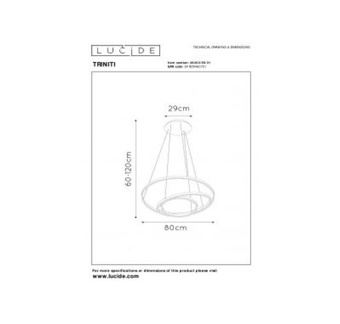 TRINITI - Hanglamp - Ø 80 cm - LED Dimb. - 3000K - Wit  Lucide