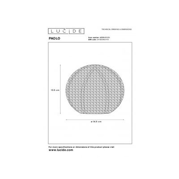 Lucide PAOLO - Tafellamp - Ø 14,5 cm - 1xG9 - Wit