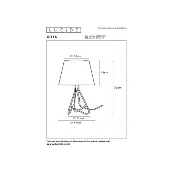 Lucide GITTA - Tafellamp - Ø 17 cm - 1xE14 - Chroom