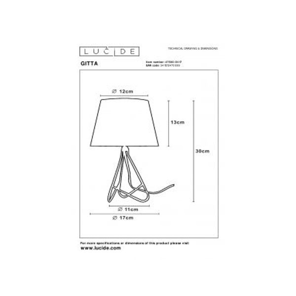 Lucide GITTA - Tafellamp - Ø 17 cm - 1xE14 - Koper