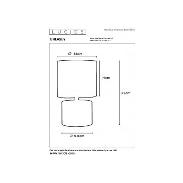 Lucide GREASBY - Tafellamp - Ø 14 cm - 1xE14 - Grijs