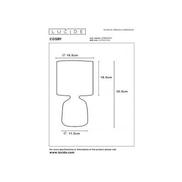 Lucide COSBY - Tafellamp - Ø 16,5 cm - 1xE14 - Wit