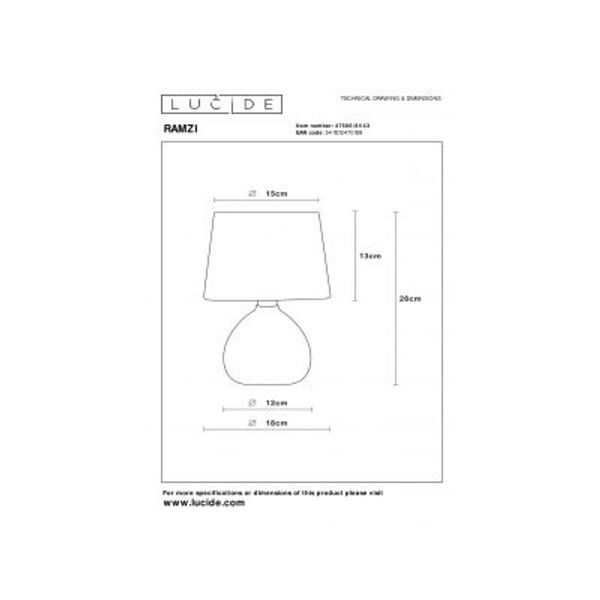 Lucide RAMZI - Tafellamp - Ø 18 cm - 1xE14 - Bruin