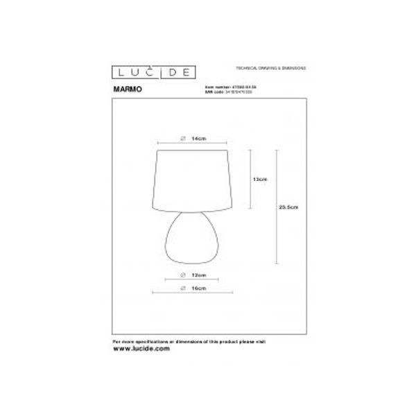 Lucide MARMO - Tafellamp - Ø 16 cm - 1xE14 - Zwart