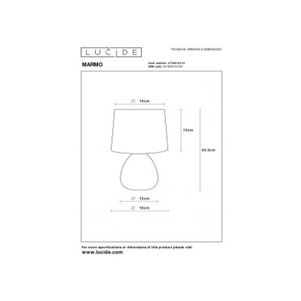 Lucide MARMO - Tafellamp - Ø 16 cm - 1xE14 - Wit