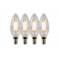 Lucide C35 - Filament lamp - Ø 3,5 cm - LED Dimb. - E14 - 4x4W 2700K - Transparant - Set van 4