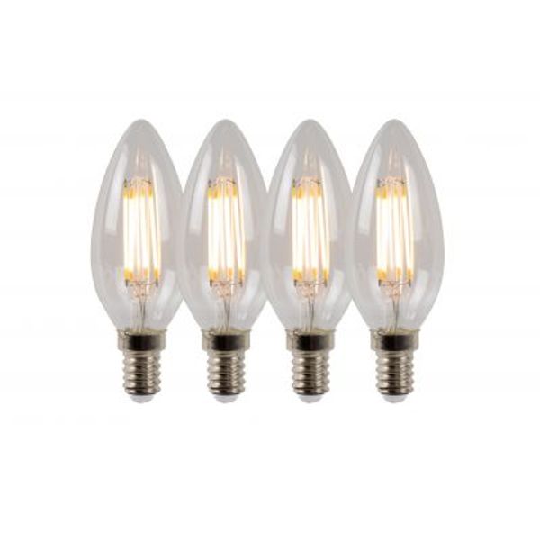 Lucide C35 - Filament lamp - Ø 3,5 cm - LED Dimb. - E14 - 4x4W 2700K - Transparant - Set van 4