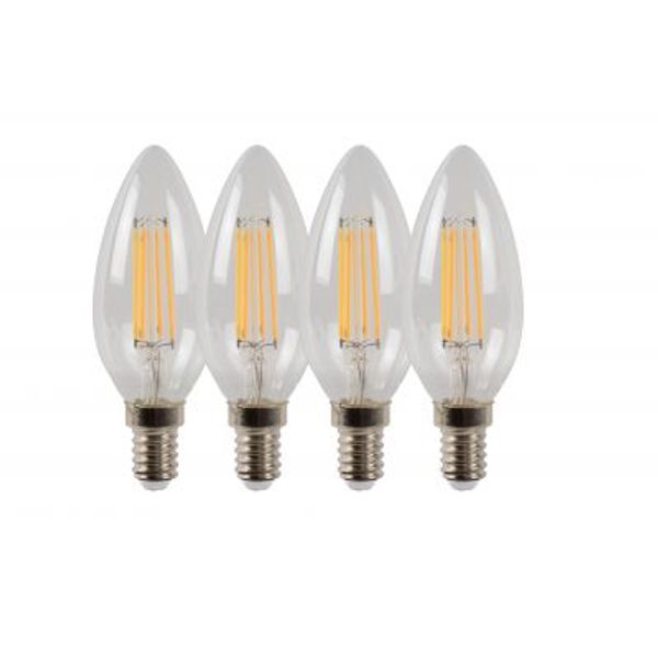 Lucide C35 - Filament lamp - Ø 3,5 cm - LED Dimb. - E14 - 4x4W 2700K - Transparant - Set van 4