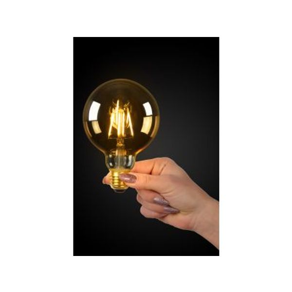 Lucide G95 - Filament lamp - Ø 9,5 cm - LED Dimb. - E27 - 1x5W 2700K - Amber