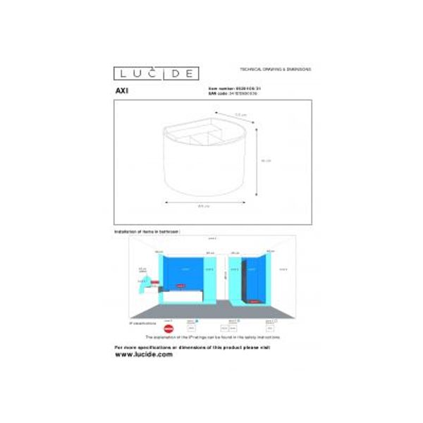 Lucide AXI - Wandspot Badkamer - LED - 1x6W 2700K - IP54 - Wit