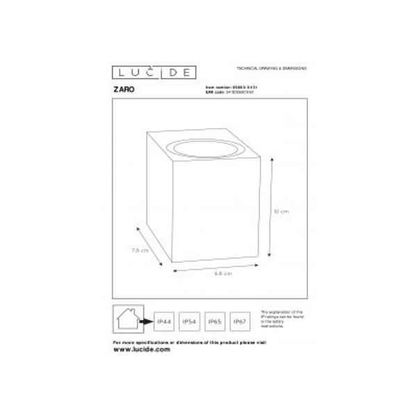 Lucide ZARO - Wandspot Buiten - 1xGU10 - IP44 - Wit