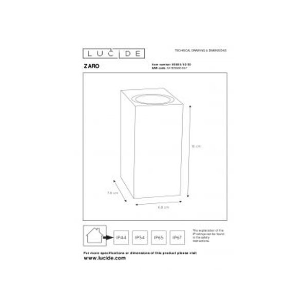 Lucide ZARO - Wandspot Buiten - 2xGU10 - IP44 - Zwart