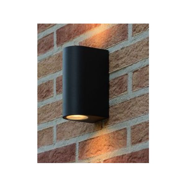 Lucide ZARO - Wandspot Buiten - 2xGU10 - IP44 - Zwart