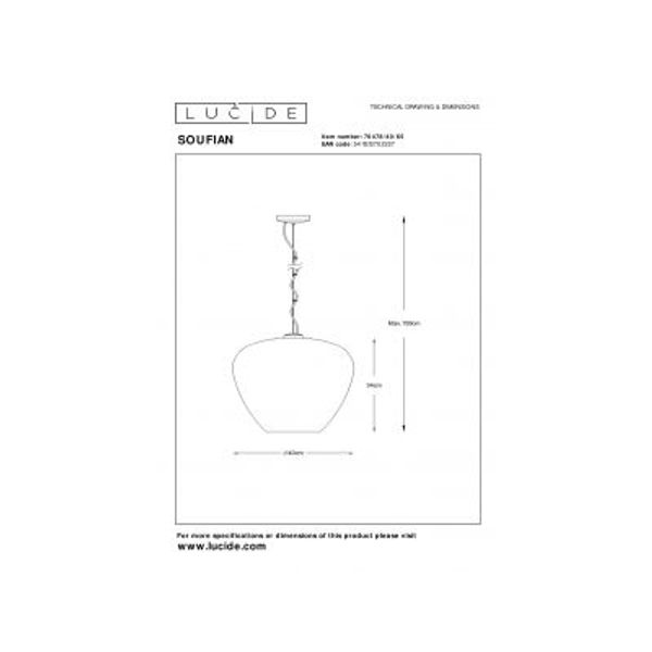 Lucide SOUFIAN - Hanglamp - Ø 40 cm - 1xE27 - Fumé