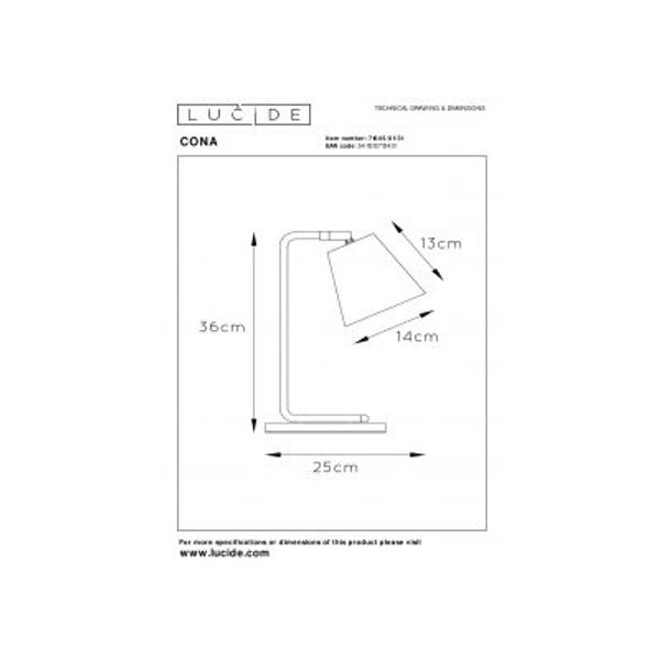 Lucide CONA - Tafellamp - 1xE14 - Wit