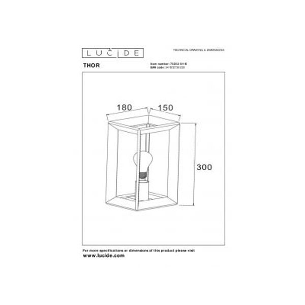 Lucide THOR - Wandlamp - 1xE27 - Grijs ijzer