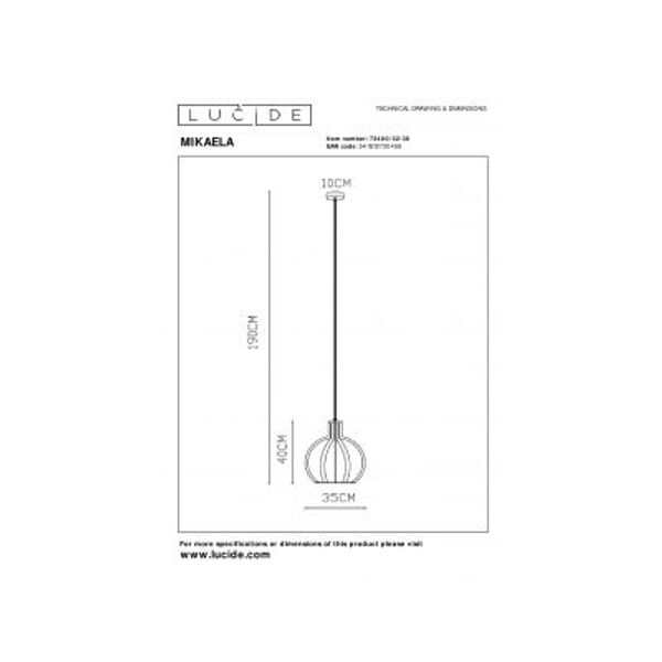 Lucide MIKAELA - Hanglamp - Ø 35 cm - 1xE27 - Zwart