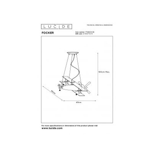 Lucide FOCKER - Hanglamp Kinderkamer - 1xE27 - Grijs