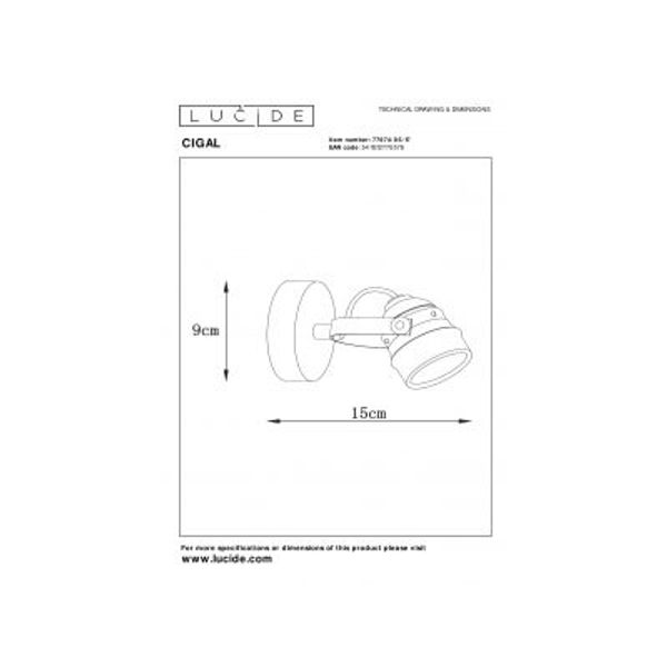 Lucide CIGAL - Plafondspot - Ø 9 cm - LED - GU10 - 1x5W 2700K - Koper