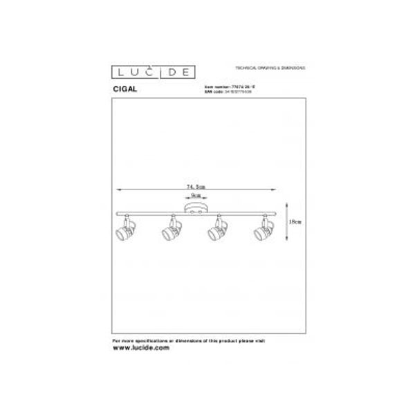 Lucide CIGAL - Plafondspot - Ø 9 cm - LED - GU10 - 4x5W 2700K - Koper