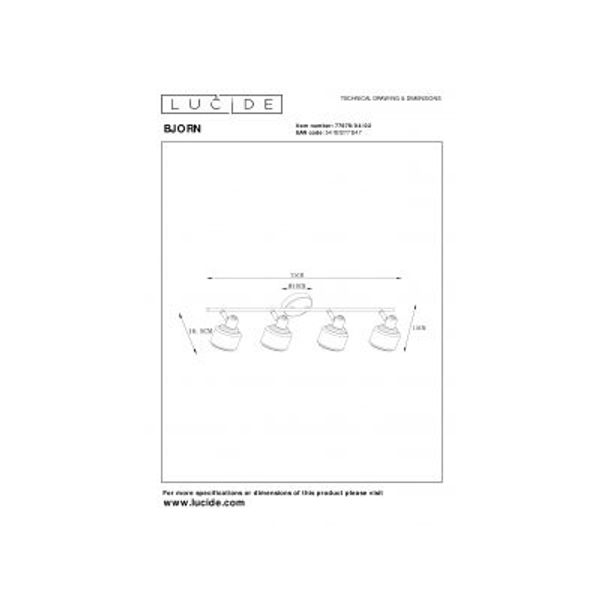 Lucide 95 - Wandspot - 4xE14 - Mat Goud / Messing