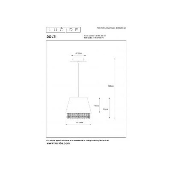 Lucide DOLTI - Hanglamp - Ø 30,5 cm - 1xE27 - Taupe