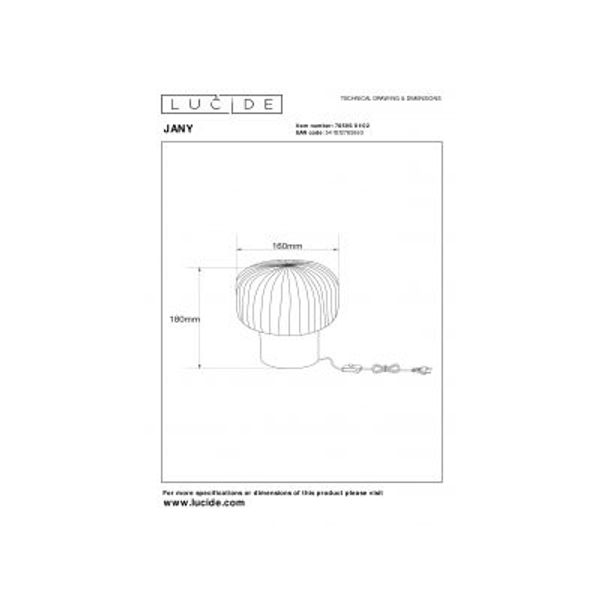 Lucide JANY - Tafellamp - Ø 16 cm - 1xE14 - Mat Goud / Messing