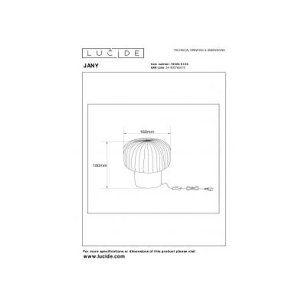 Lucide JANY - Tafellamp - Ø 16 cm - 1xE14 - Zwart