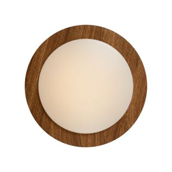 Lucide DIMY - Plafonnière Badkamer - Ø 28,6 cm - LED Dimb. - 1x12W 3000K - IP21 - 3 StepDim - Hout