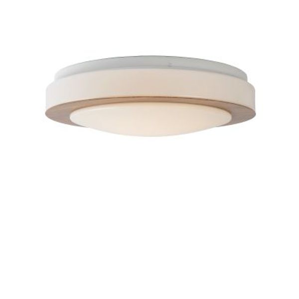 Lucide DIMY - Plafonnière Badkamer - Ø 28,6 cm - LED Dimb. - 1x12W 3000K - IP21 - 3 StepDim - Hout