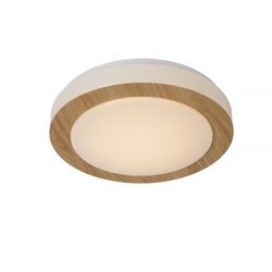 Lucide DIMY - Plafonnière Badkamer - Ø 28,6 cm - LED Dimb. - 1x12W 3000K - IP21 - 3 StepDim - Licht hout