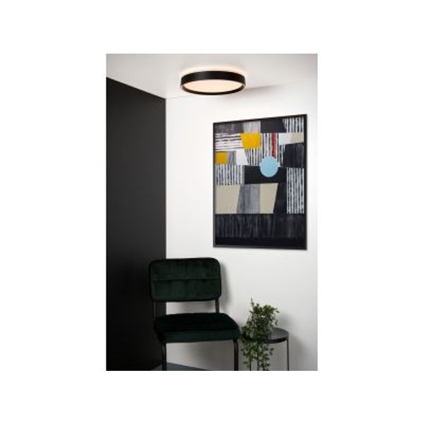 Lucide NURIA - Plafonnière - Ø 40 cm - LED Dimb. - 1x24W 2700K - 3 StepDim - Zwart