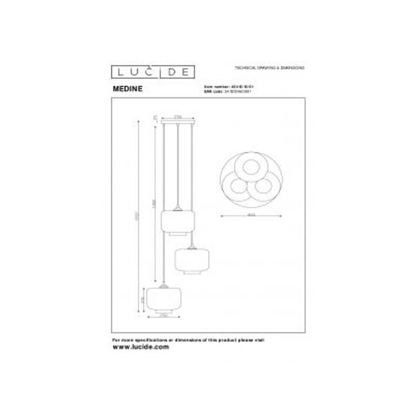 Lucide MEDINE PENDEL Ø35cm 3xE27 OPAAL