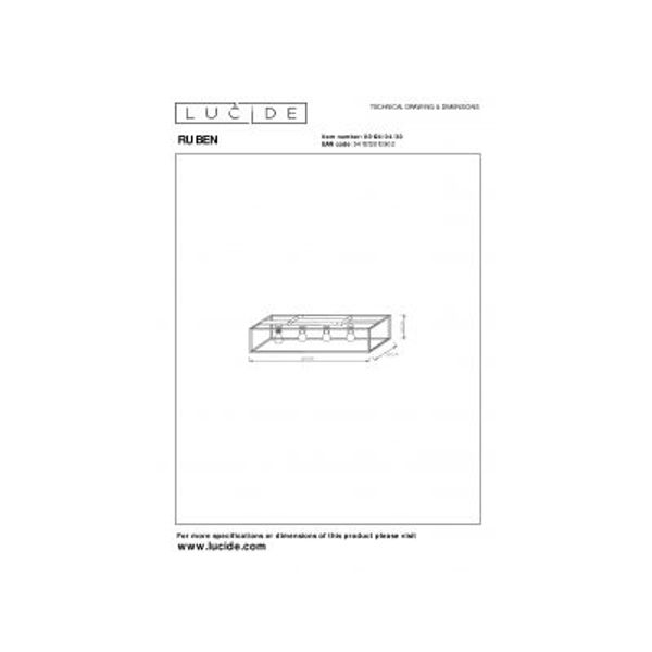 Lucide RUBEN Plafonnière-Zwart-4xE27-40W-Metaal