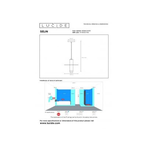 Lucide SELIN Hanglamp Badk.-Wit-Ø6-1xGU10-5W-IP44-Metaal