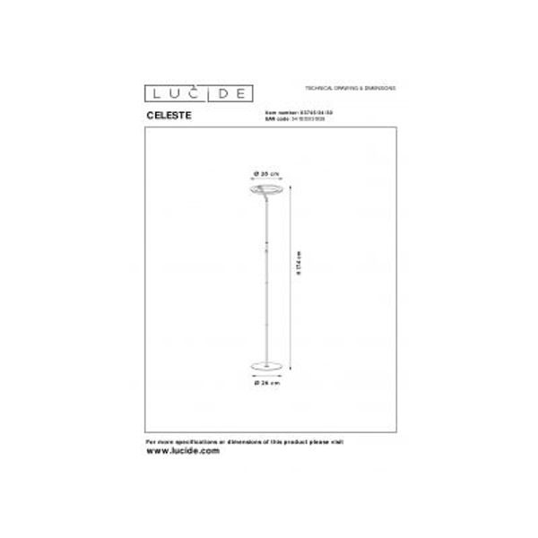 Lucide CELESTE Vloerlamp-Zwart-Ø28-LED Dimb.-21W-2700K