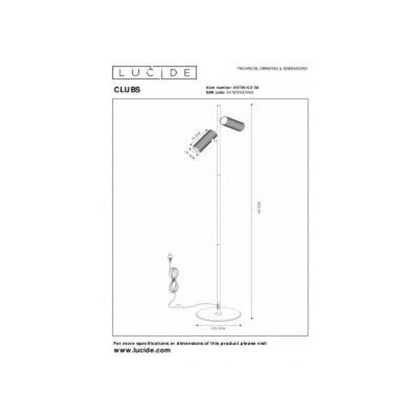 Lucide CLUBS Vloerlamp-Zwart-2xGU10-40W-Alumin.